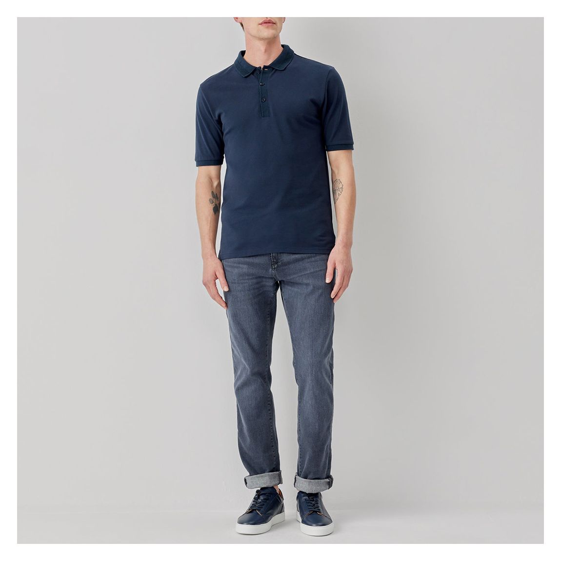Navy Tralee Cotton Polo Shirt main product photo
