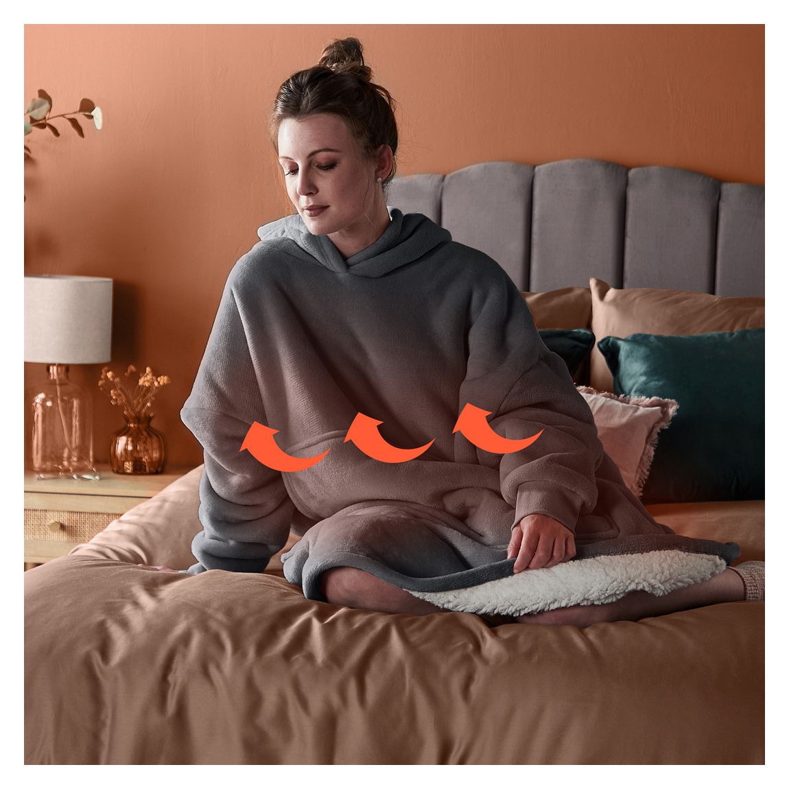Heat Genie Self Heating Oversized Hoodie, Grey main product photo