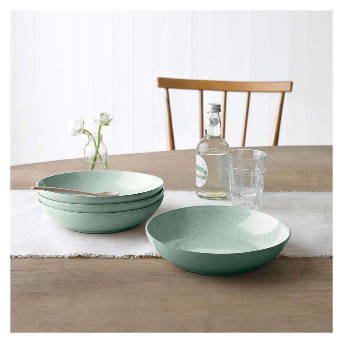 Set of 4 Elements Jade Light Green Pasta Bowl Set main product photo