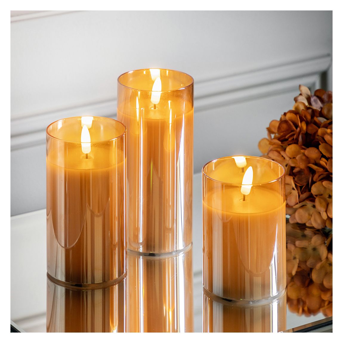 LED Candle Gold Votive (Set of 3) 75x75x150mm main product photo
