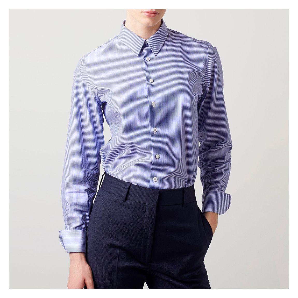 Blue/White Striped Tailored Fit Cotton Shirt main product photo