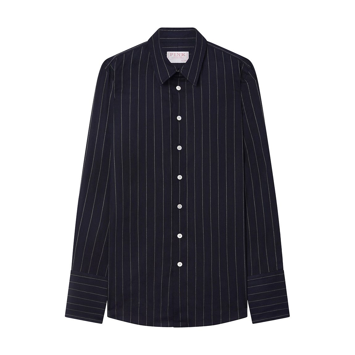 Navy/White Stripe Tailored Cotton Shirt main product photo
