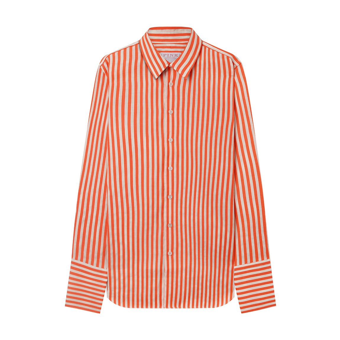 Orange Double Barre Stripe Cotton Shirt main product photo