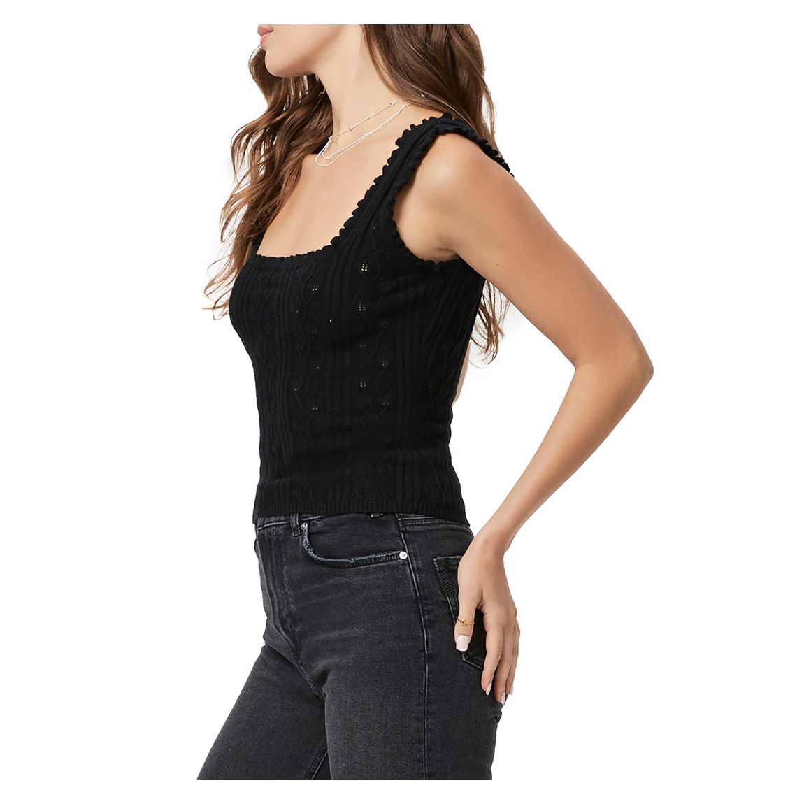 Black Fosca Silk Blend Sweater Top main product photo