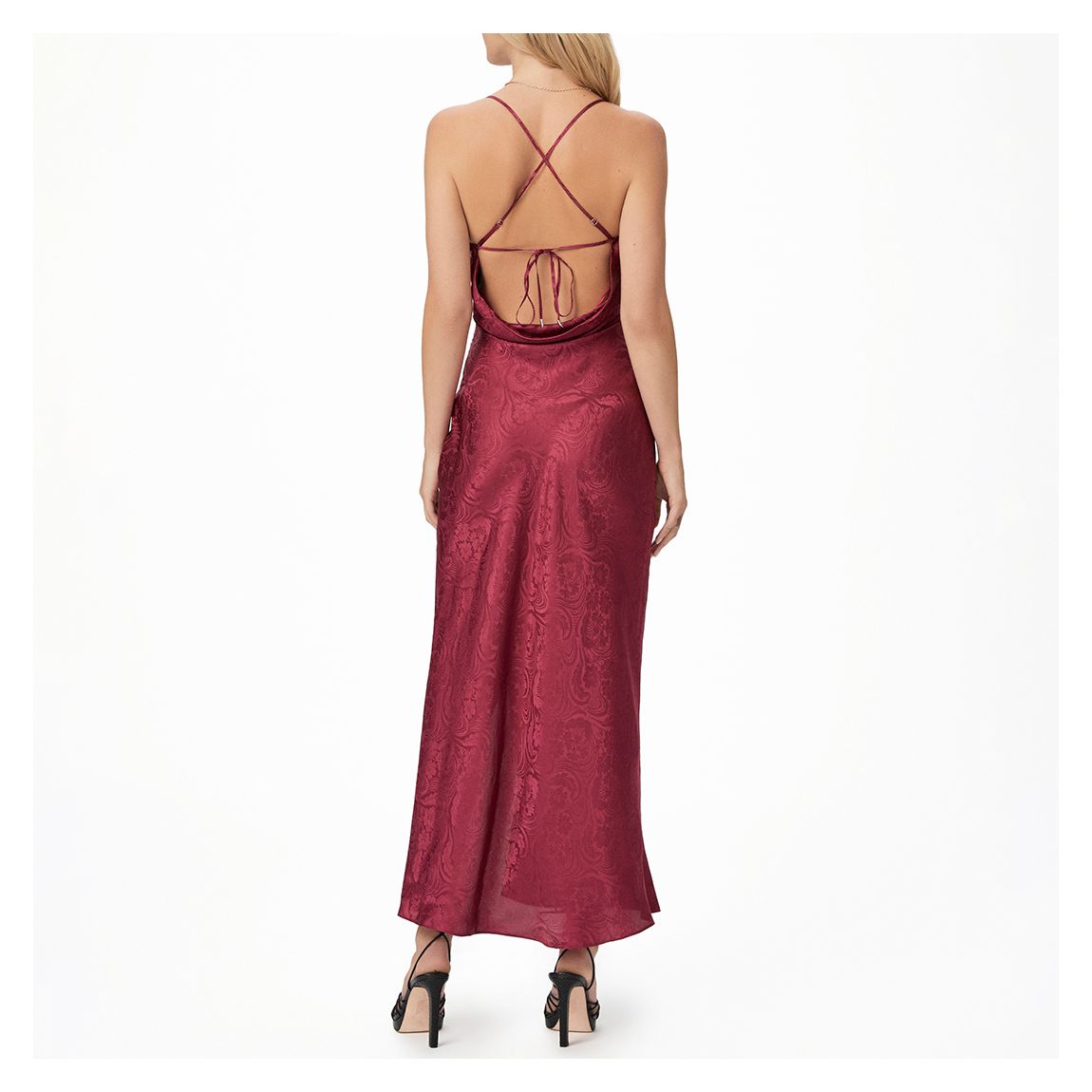 Burgundy Silk Laci Dress main product photo
