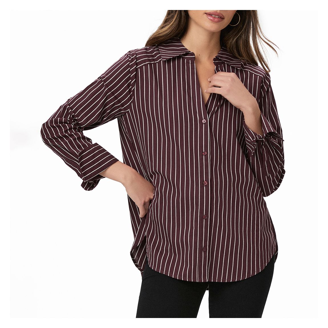 Brown Cotton Stripe Davlyn Shirt main product photo
