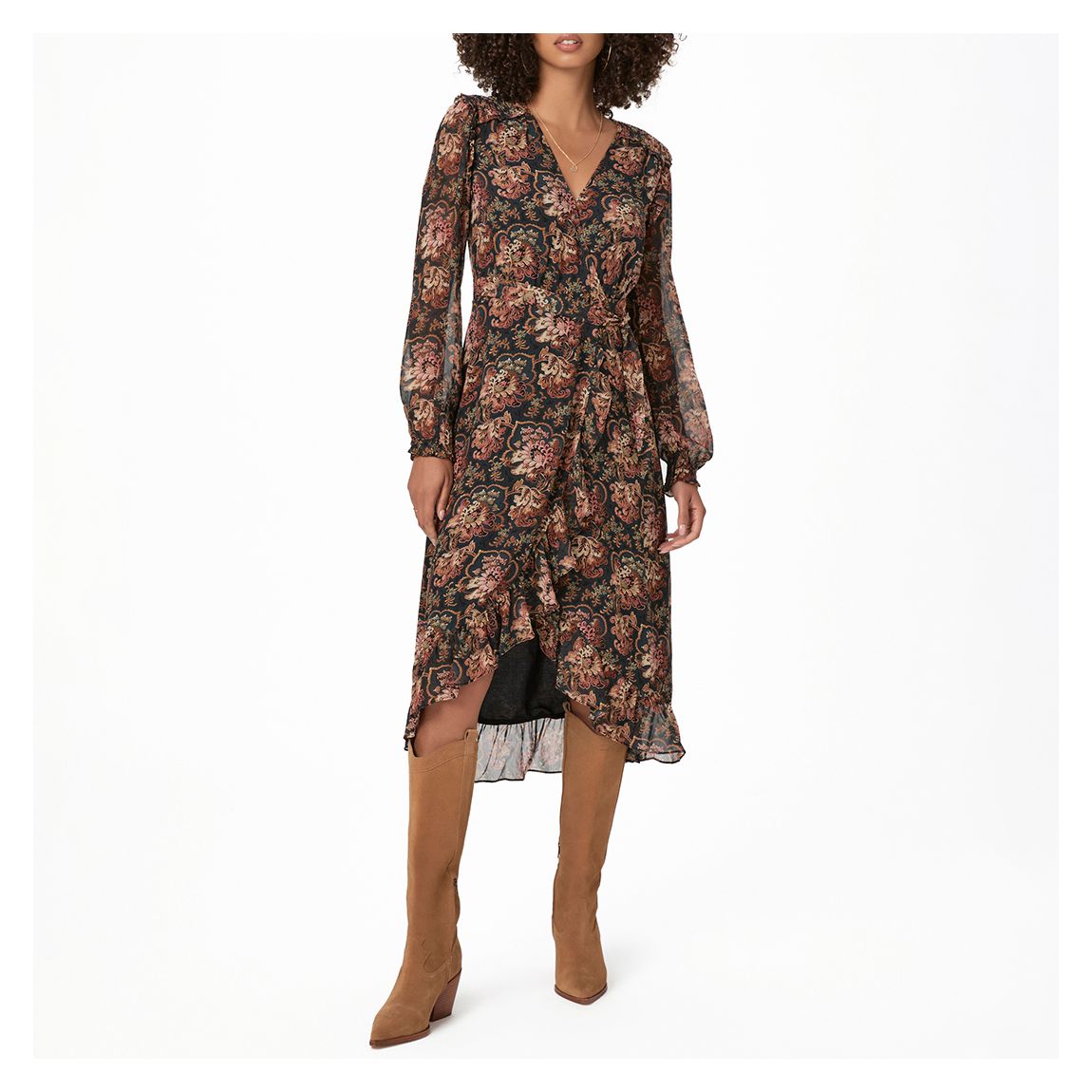 Brown Paulette Silk Dress main product photo