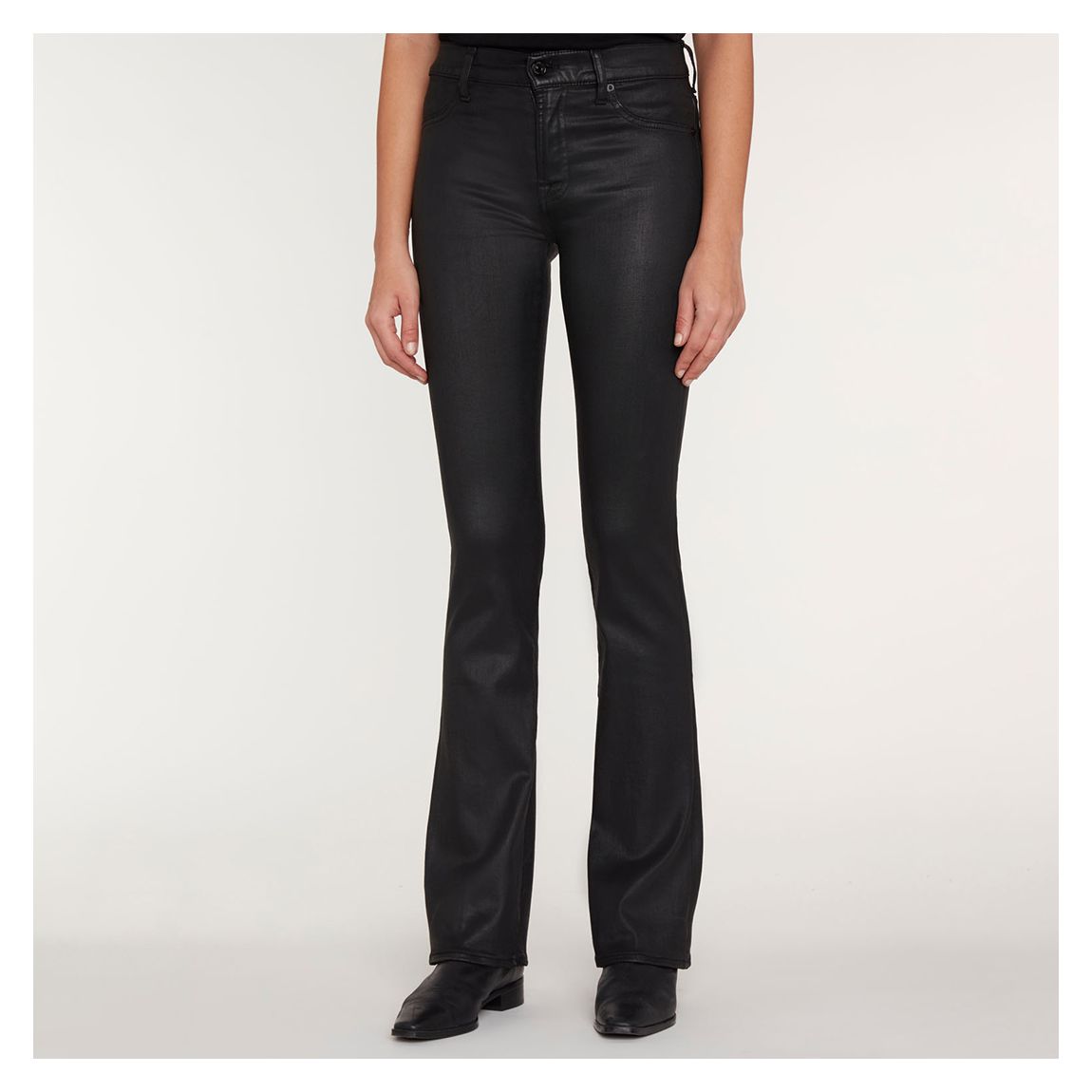 Black Bootcut Coated Stretch Jeans main product photo