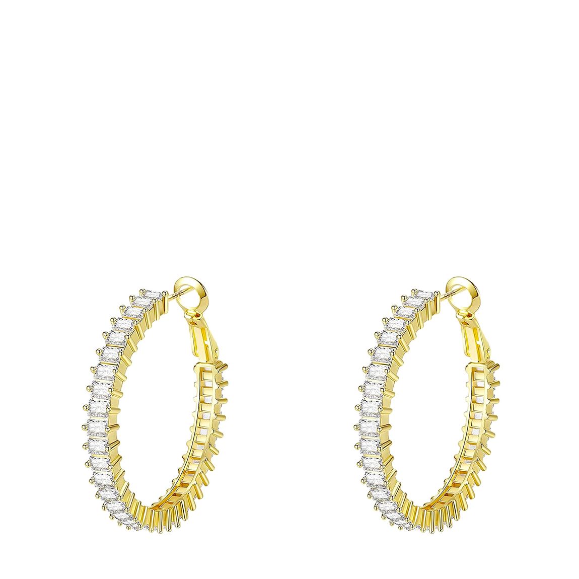 18K Gold Emerald-Cut Hoop Earrings main product photo