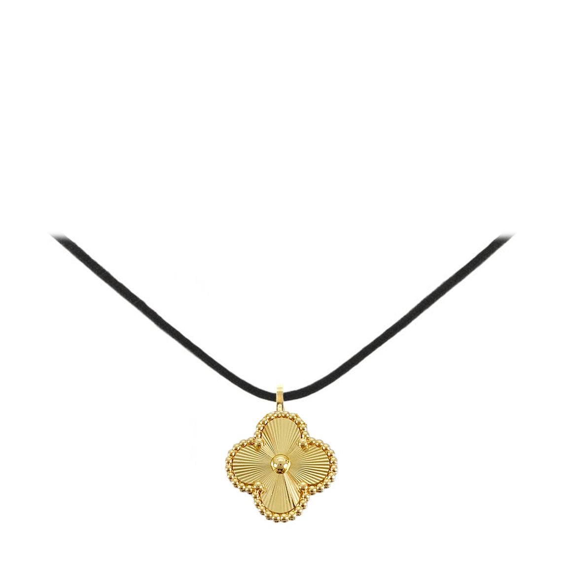 18K Gold Textured Clover Drop Necklace main product photo