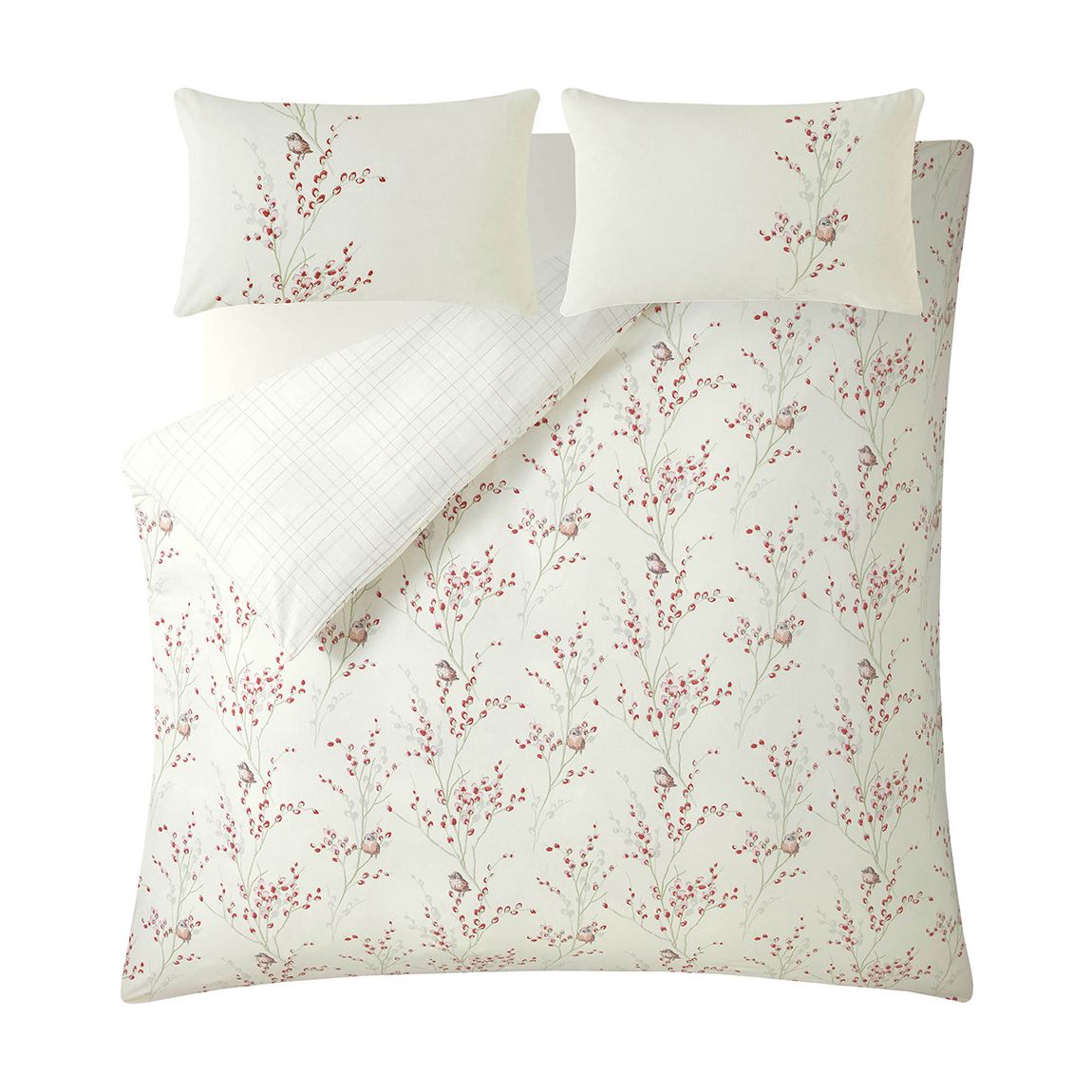 Winter Pussy Willow King Set, Cranberry Red main product photo