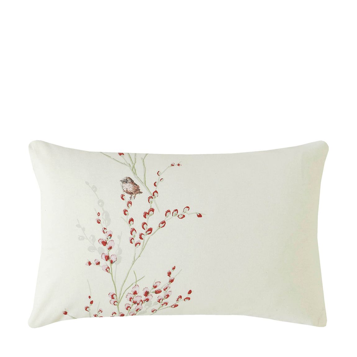 Winter Pussy Willow Pillowcase Pair, Cranberry Red main product photo