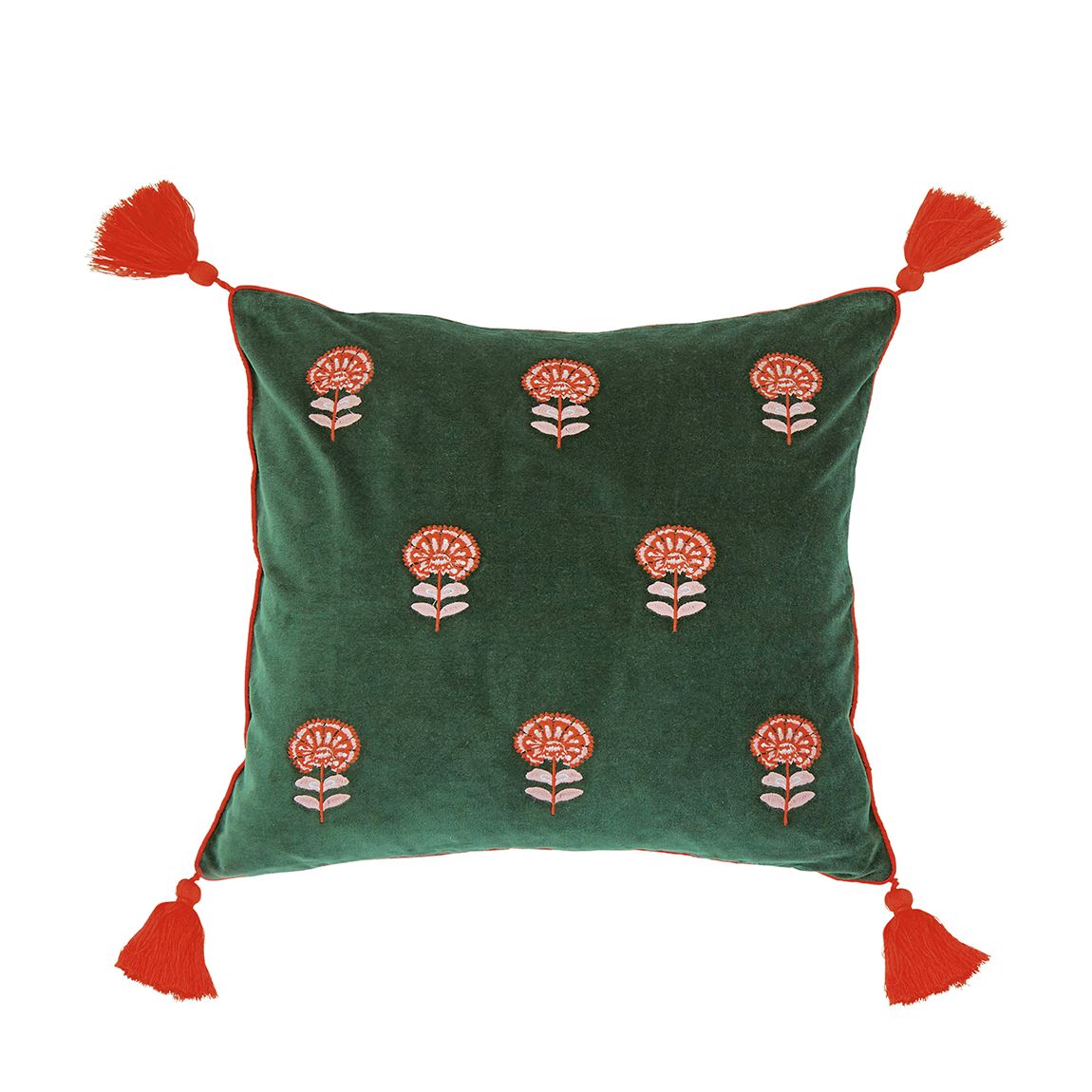 Golden Hour Stripe Cushion, Forest Green main product photo