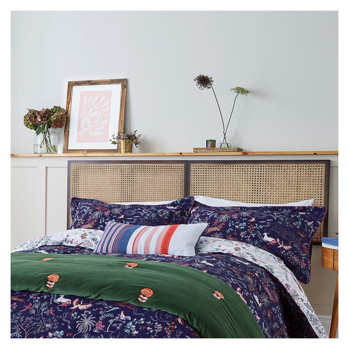 Kooky Woodlands Super King Cover Set, Navy main product photo