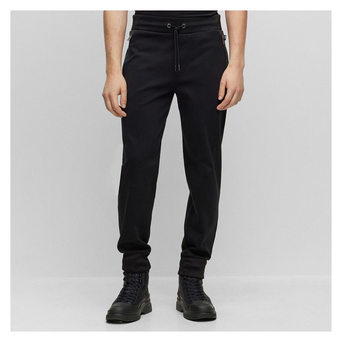 Black Cuffed Cotton Joggers main product photo