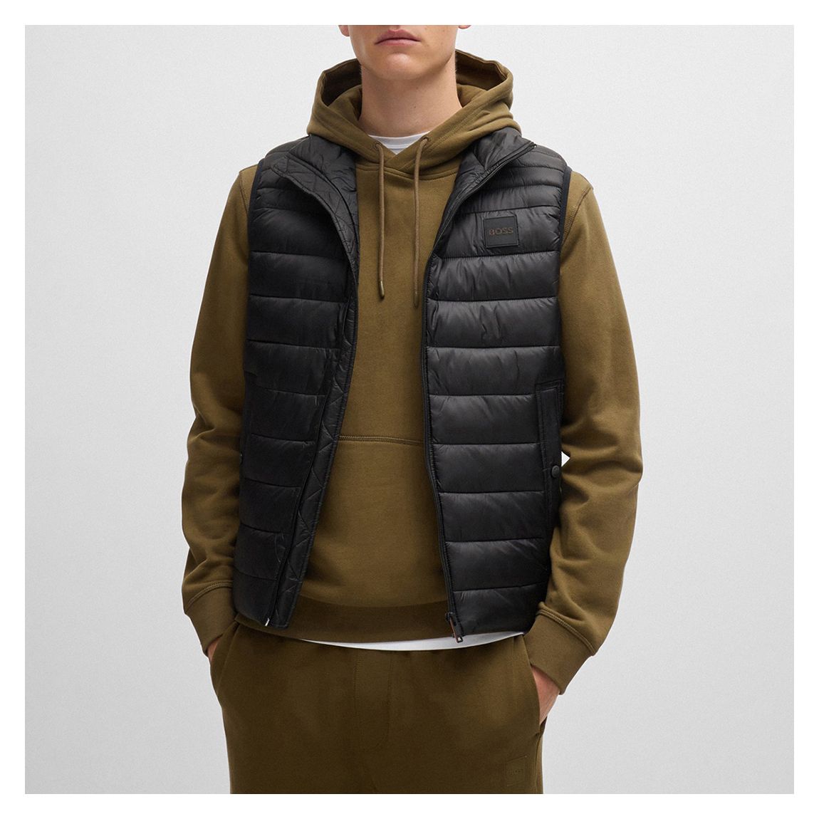 Black Patch Logo Quilted Gilet main product photo