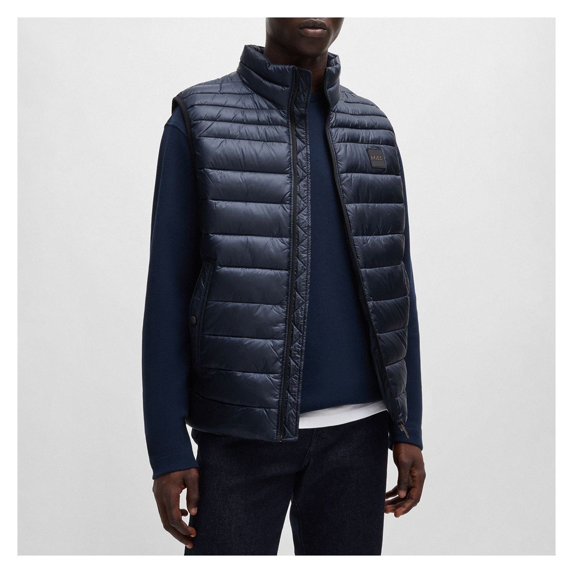 Navy Patch Logo Quilted Gilet main product photo
