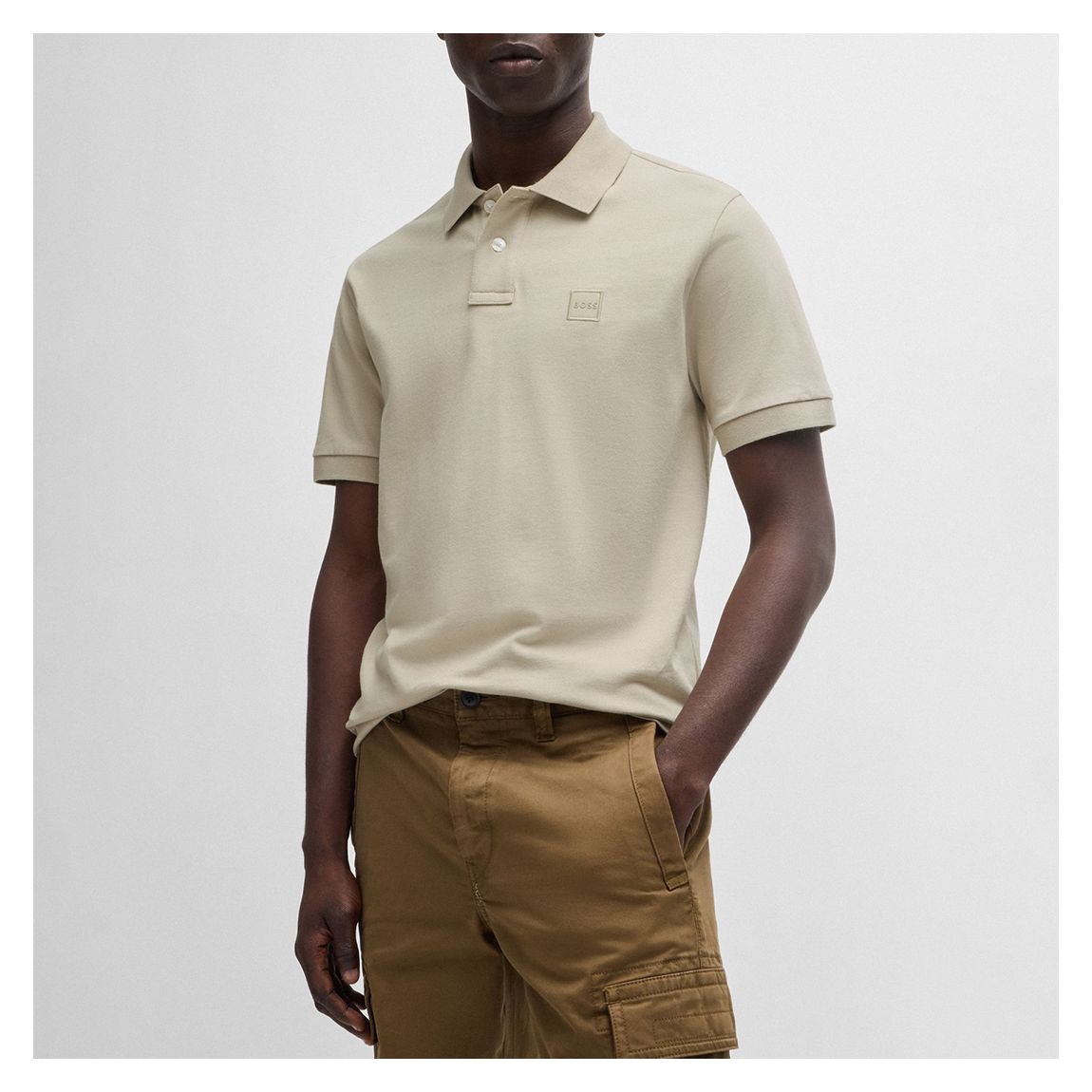 Cream Patch Logo Cotton Blend Polo Shirt main product photo