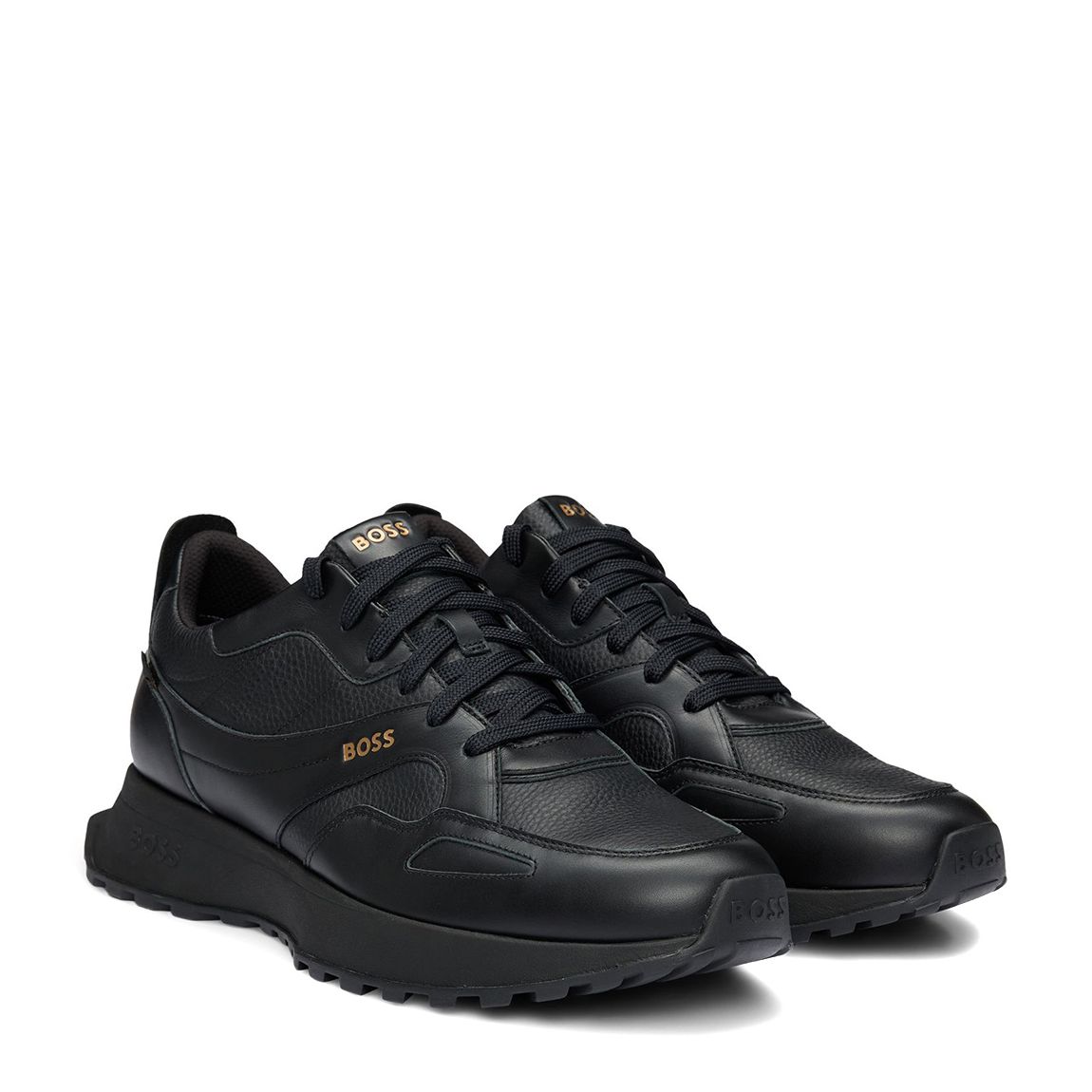 Black Chunky Leather Trainers main product photo