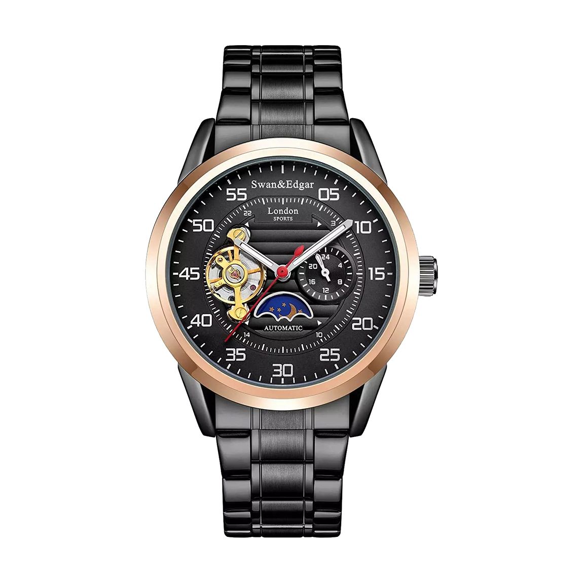 Swan & Edgar Black Hand Assembled Pearl Automatic Watch 43mm main product photo