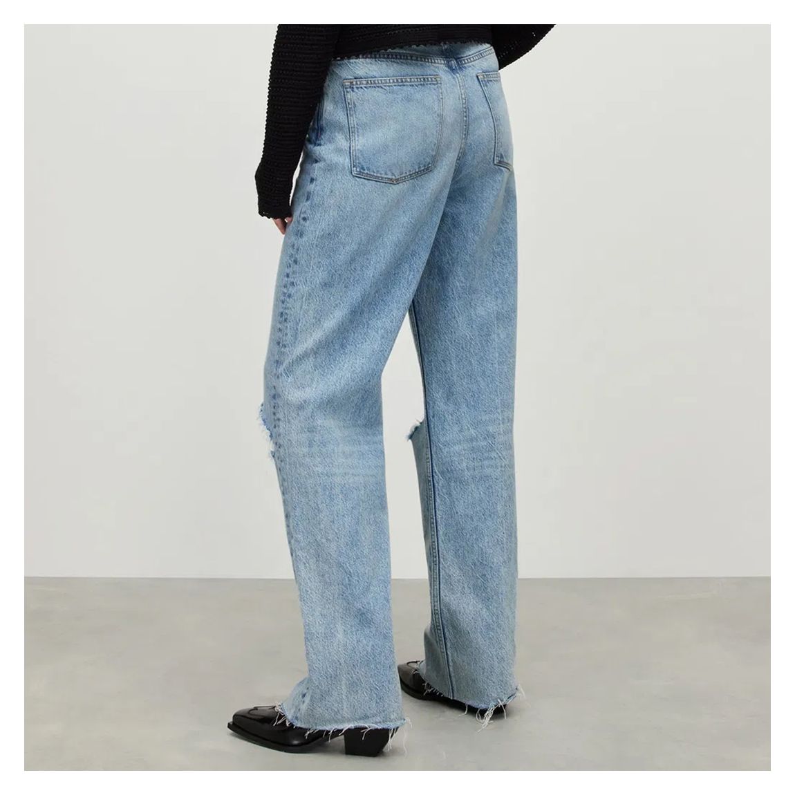 Blue Wendel Distressed Wide Leg Stretch Jeans main product photo