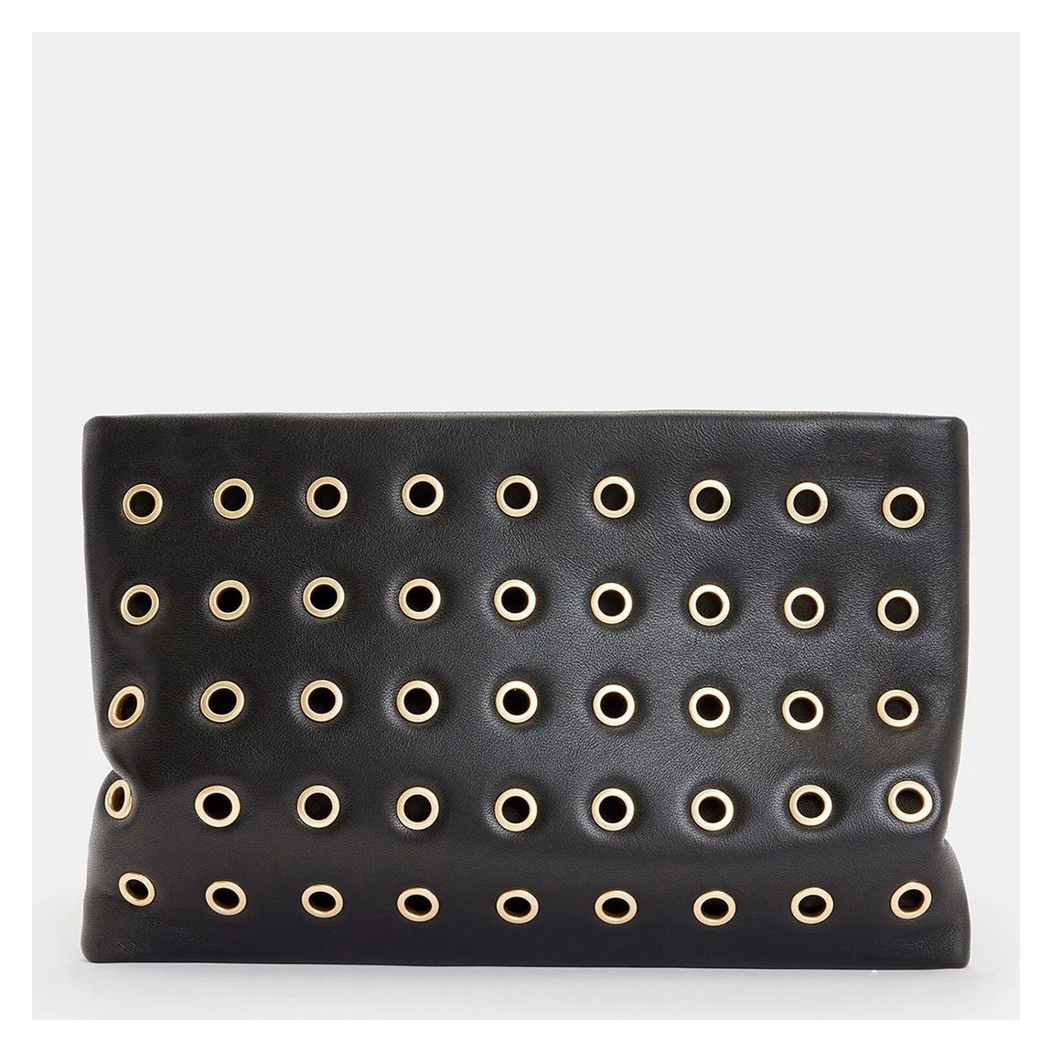 Black Bettina Eyelet Leather Clutch Bag main product photo