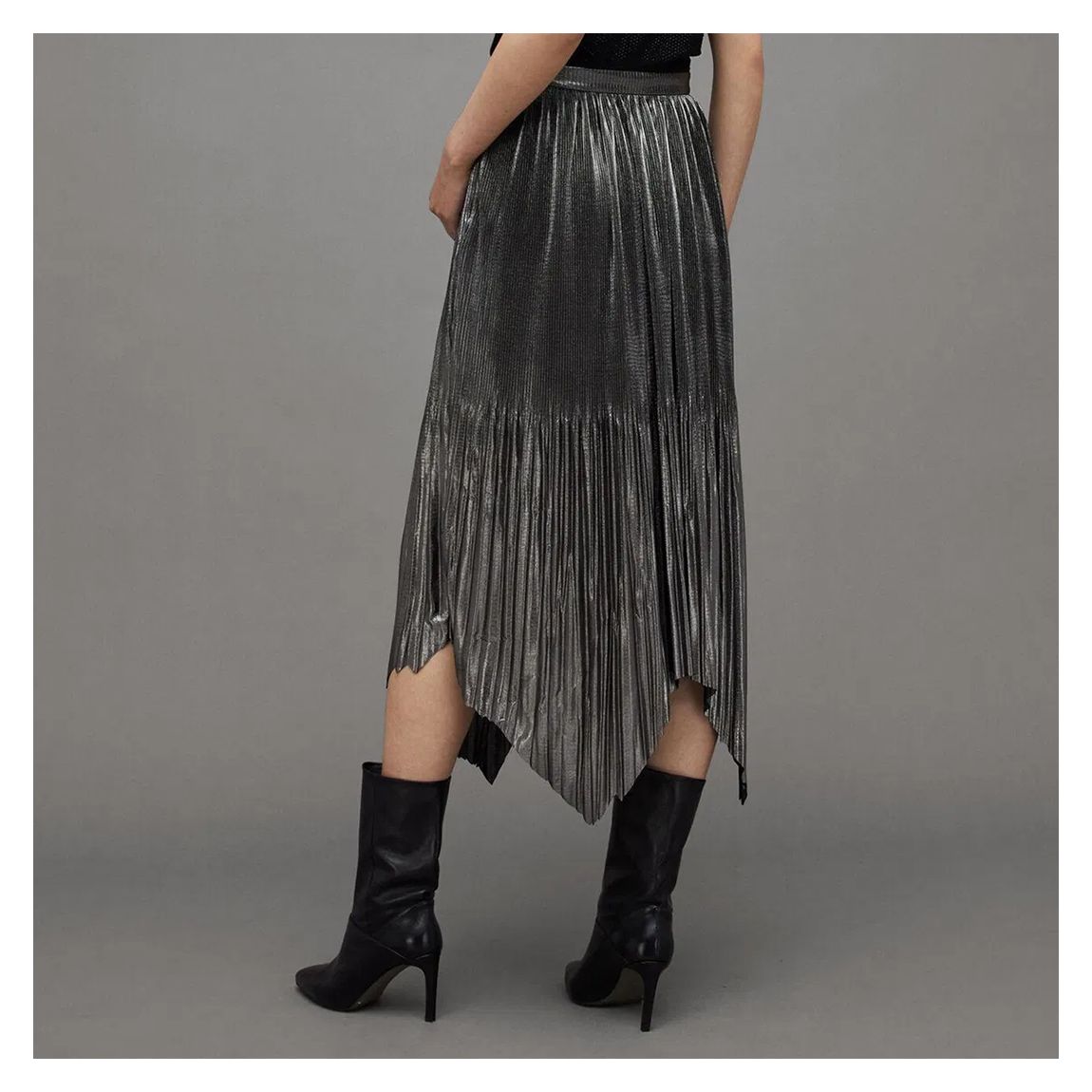 Silver Lerin Metallic Midi Skirt main product photo