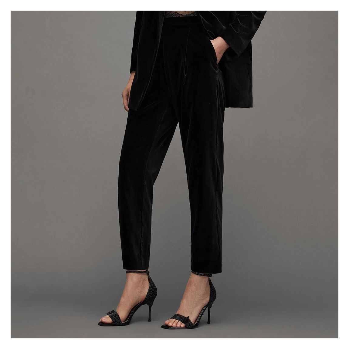 Black Aleida Velvet Trousers main product photo