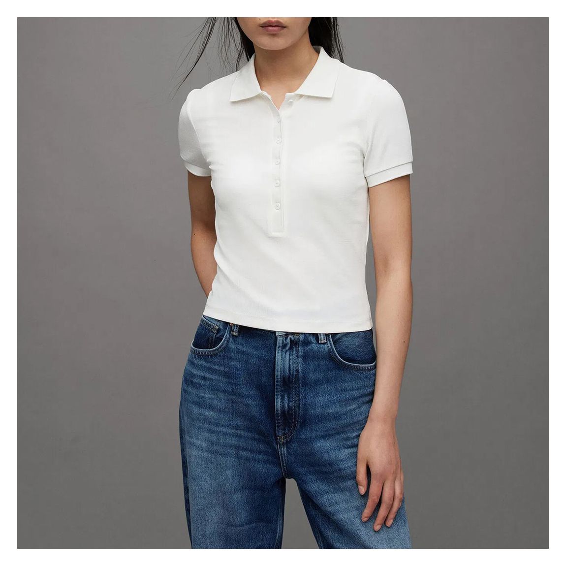 White Hallie Short Sleeve Polo Shirt main product photo