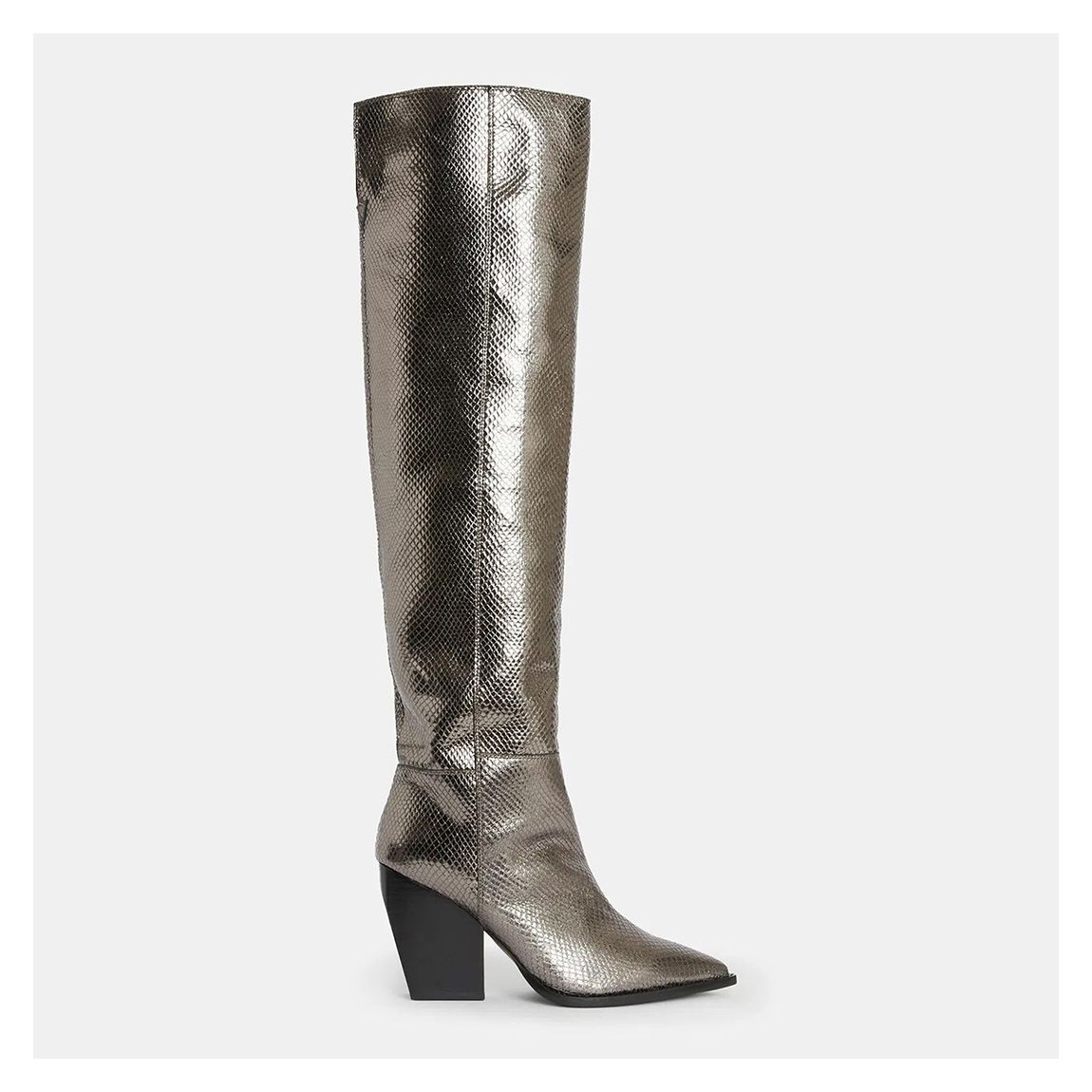Grey Reina Snake Print Leather Boots main product photo