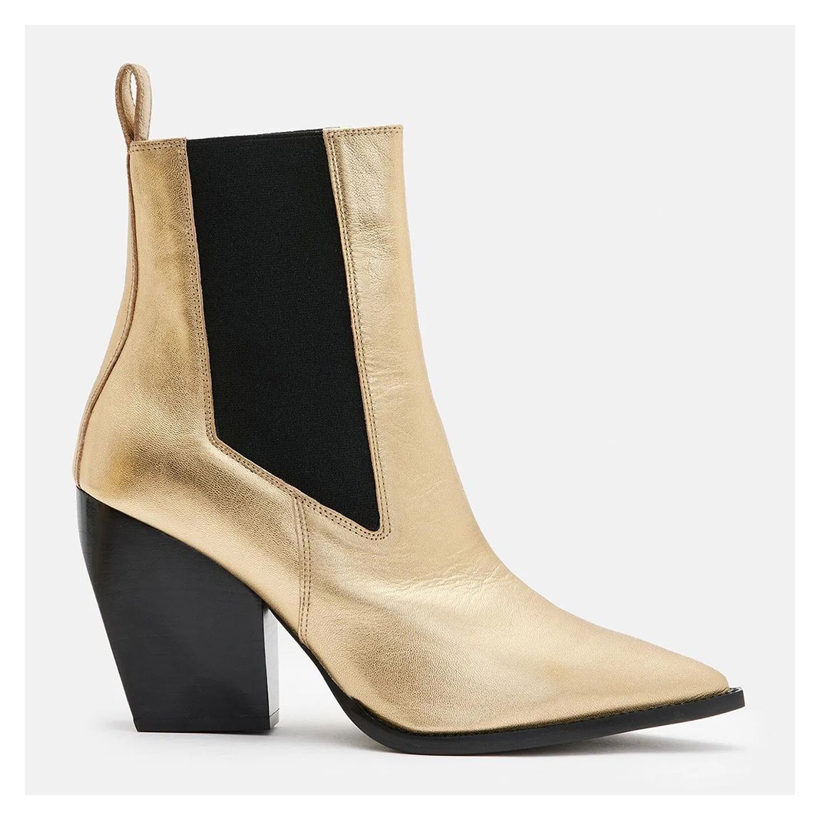 Gold Ria Metallic Leather Ankle Boots main product photo