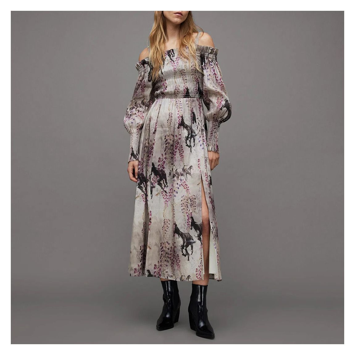 Grey Lary Dionne Printed Silk Blend Dress main product photo