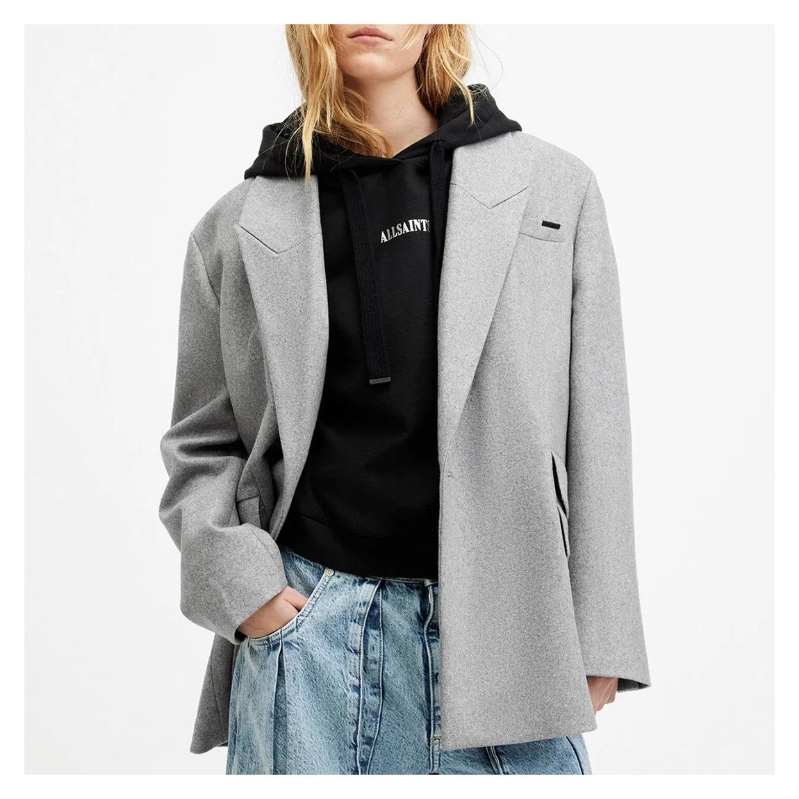Grey Aura Double Breasted Cashmere Blend Blazer main product photo