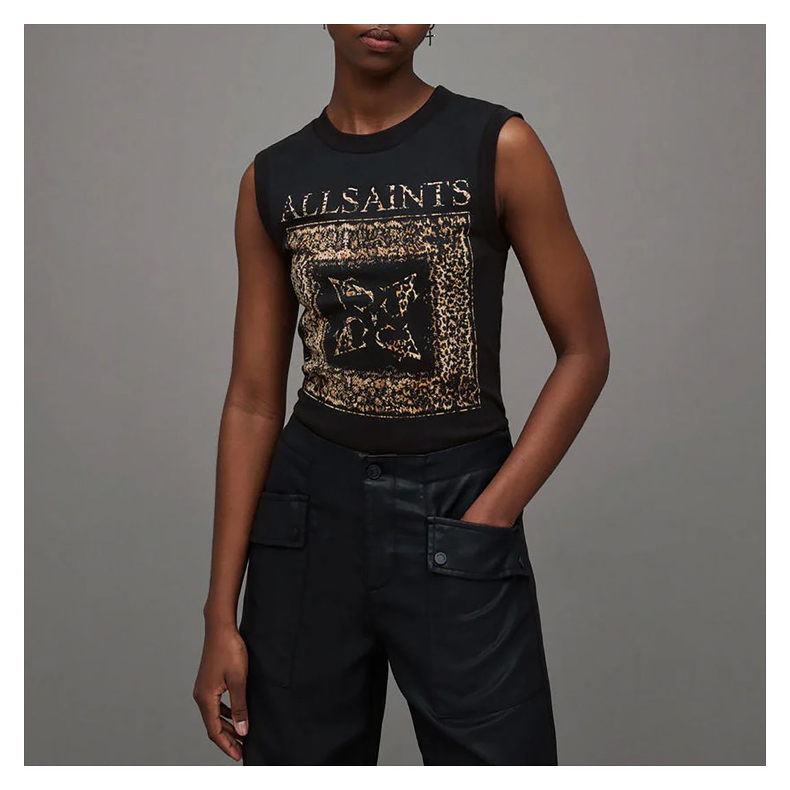 Black Leana Imogen Cotton Tank Top main product photo