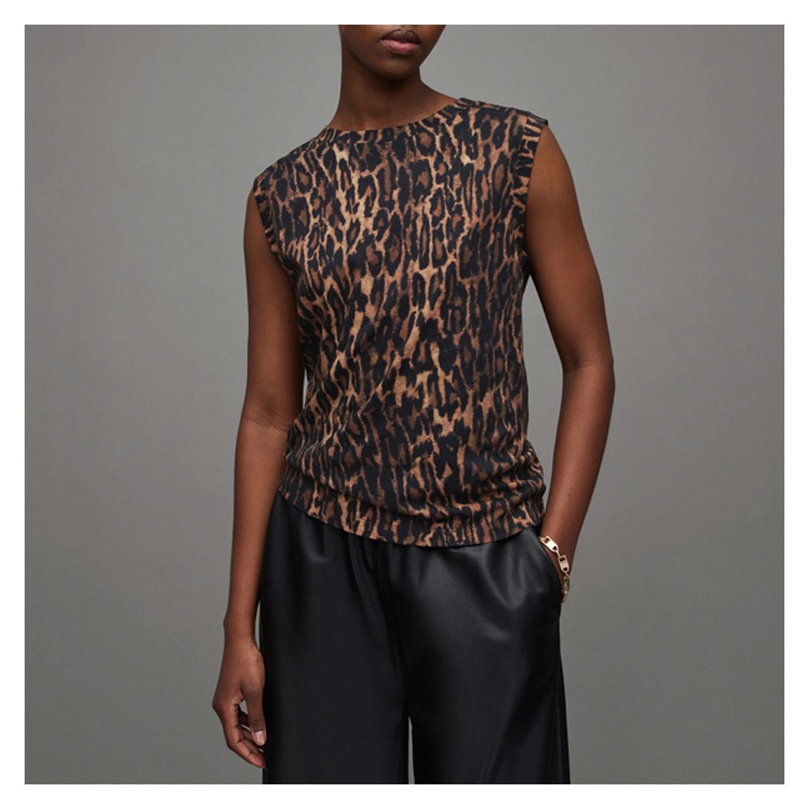 Brown Anita Imogen Animal Print Cotton Top main product photo
