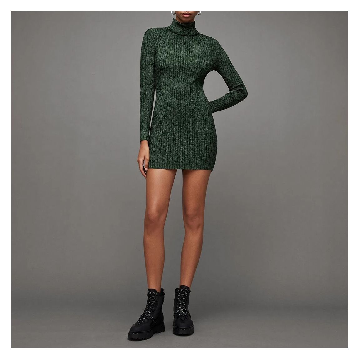 Green Juliette Roll Neck Mini Dress main product photo