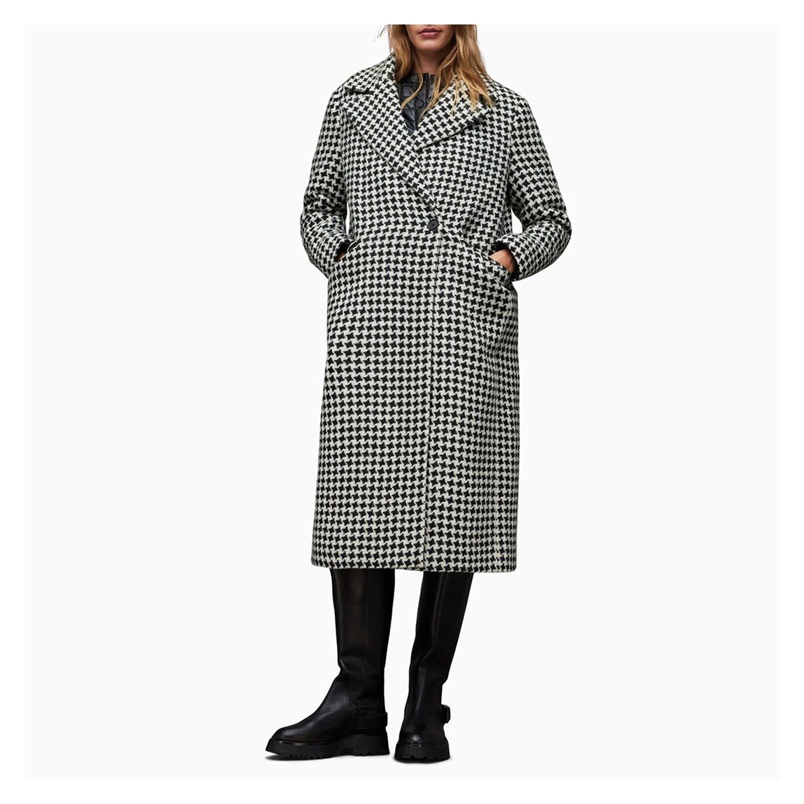 Black Alexis Star Longline Wool Coat main product photo