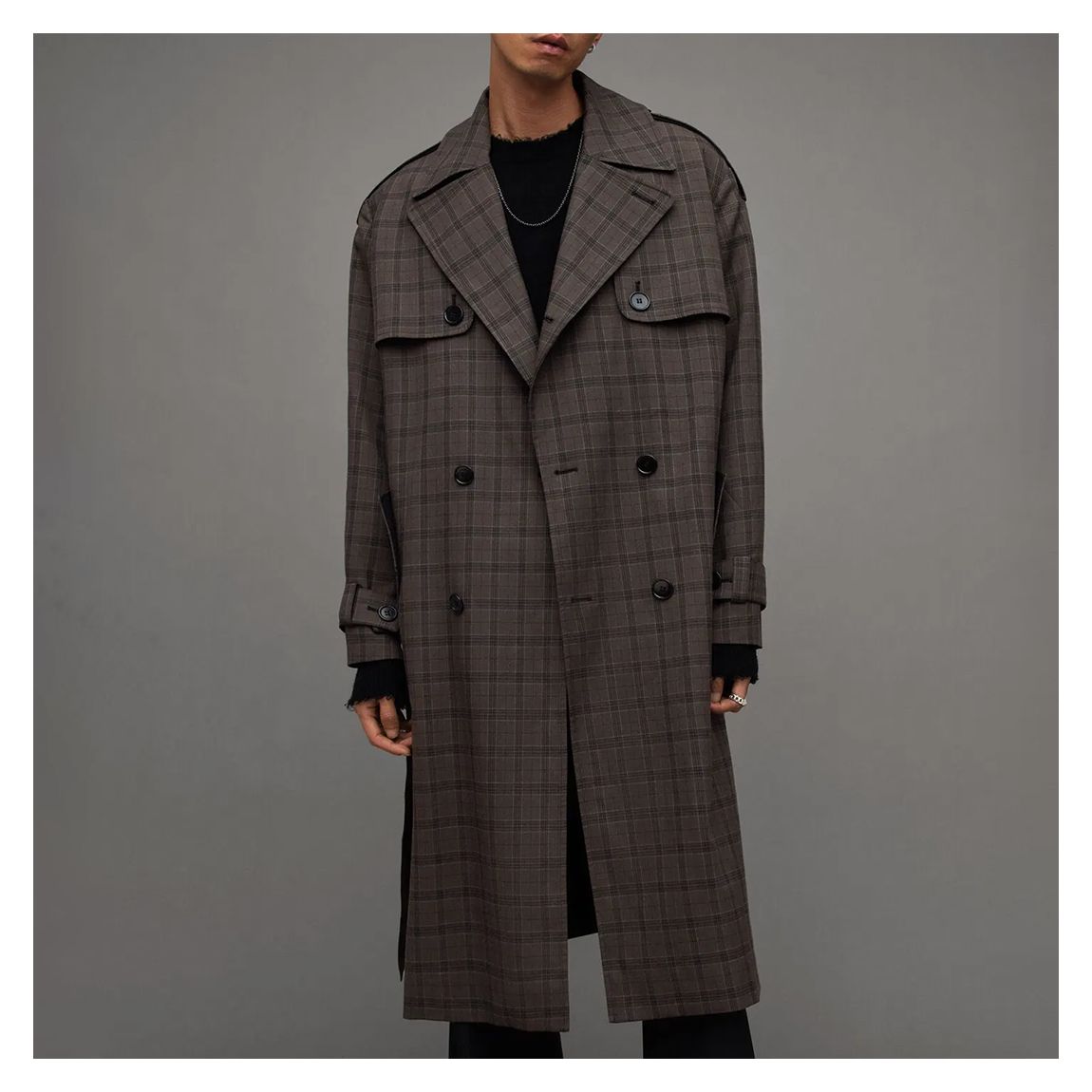 Brown Castor Check Trench Coat main product photo