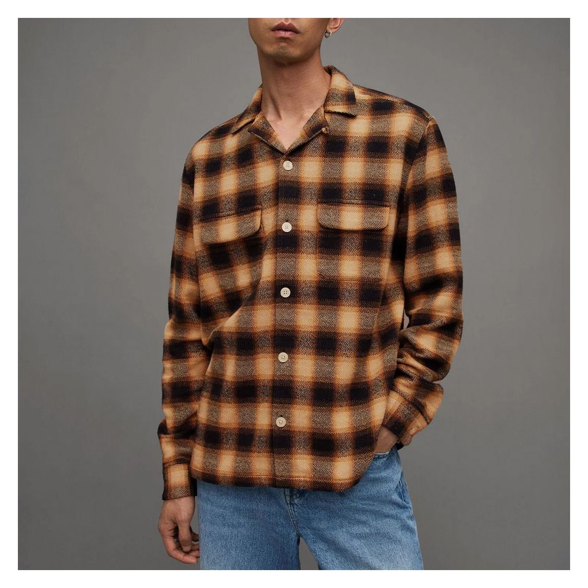Orange Telesto Check Cotton Blend Shirt main product photo
