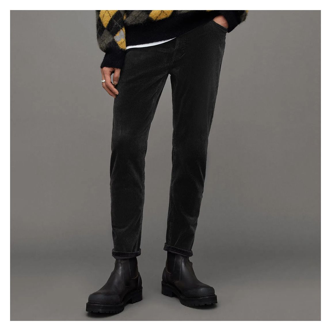 Black Dean Cord Slim Stretch Jeans main product photo
