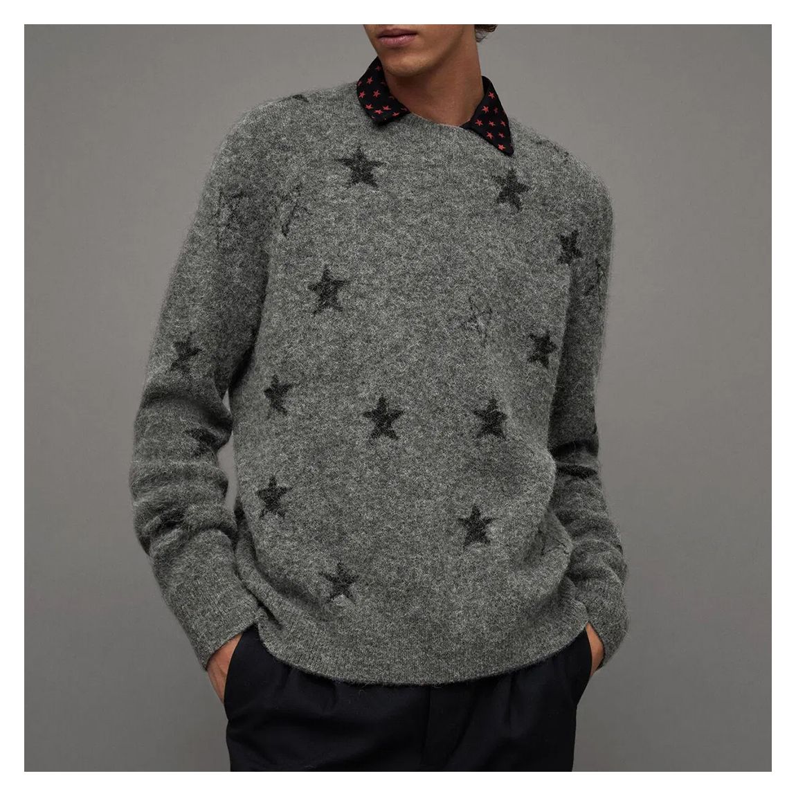 Grey Odyssey Star Print Wool Blend Jumper main product photo