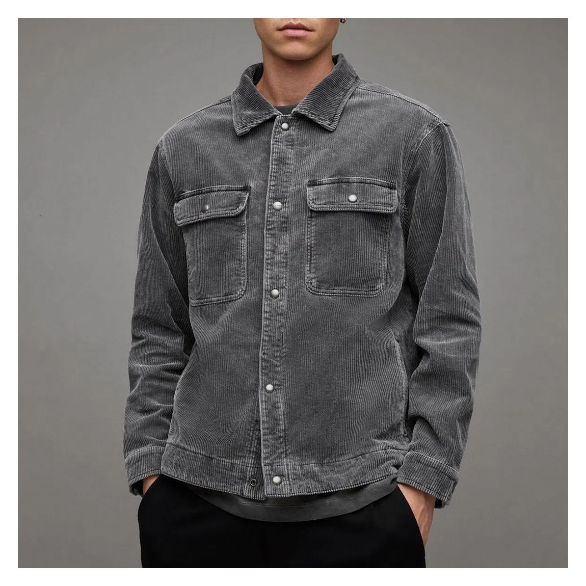 Grey Castleford Cord Cotton Shirt main product photo