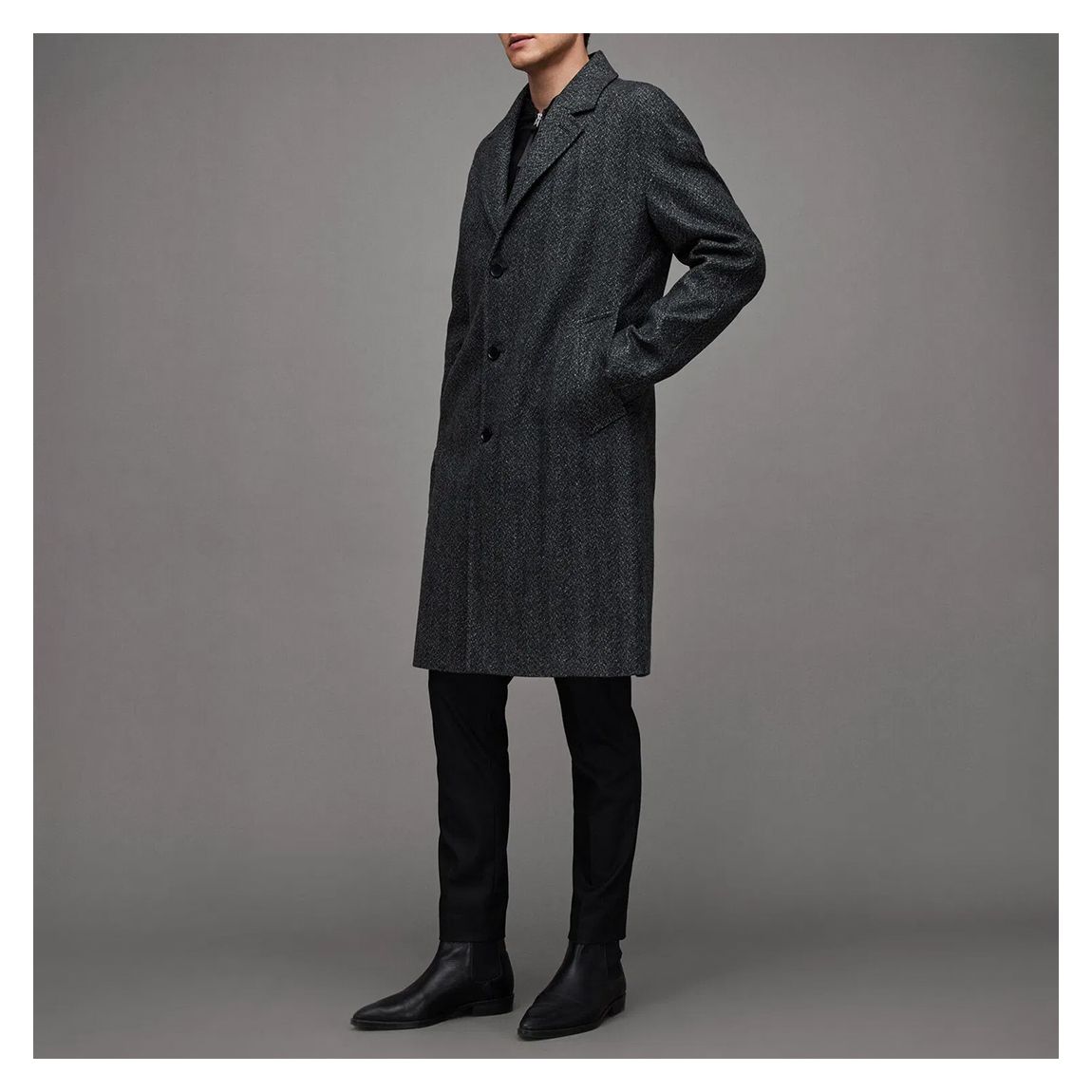 Black Ormond Longline Wool Blend Coat main product photo