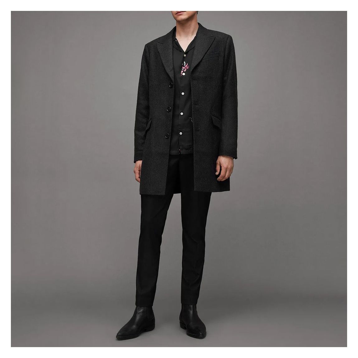 Black Manfred Wool Blend Coat main product photo