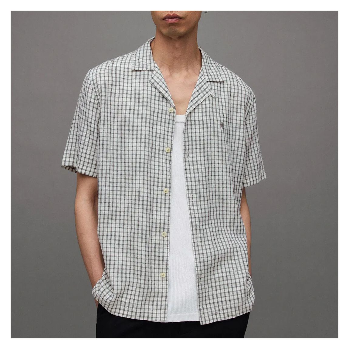 White Shannon Check Cotton Blend Shirt main product photo