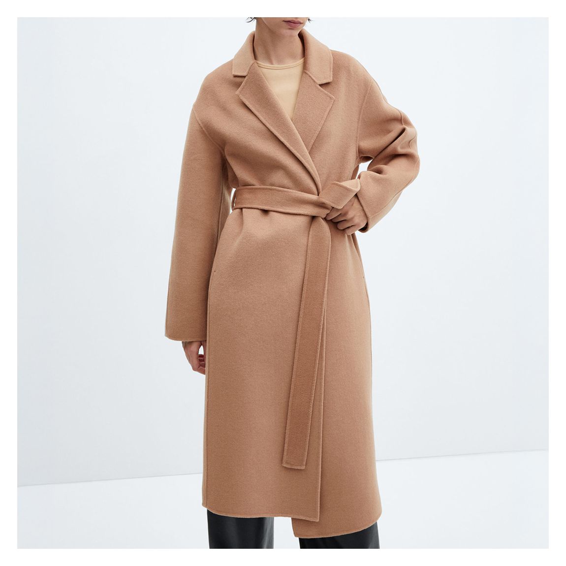 Camel Belted Batin Wool Blend Coat main product photo