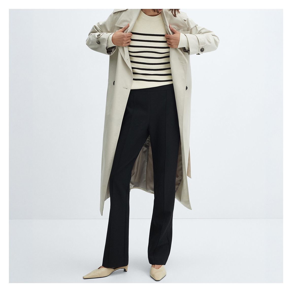 Ivory Striped Crew Jumper main product photo