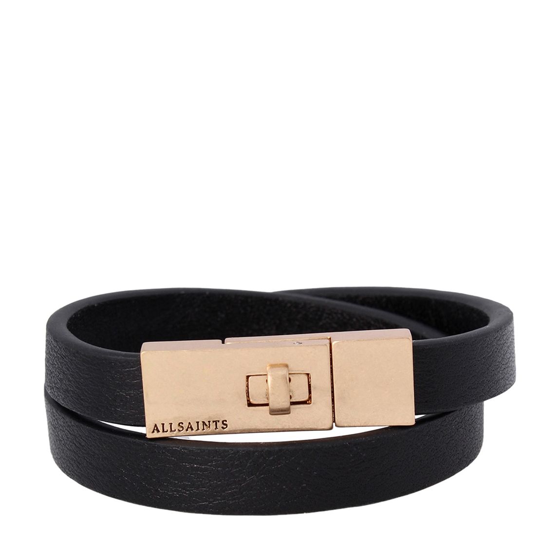 Brass Turnlock Wide Leather Double Wrap Belt Bracelet main product photo
