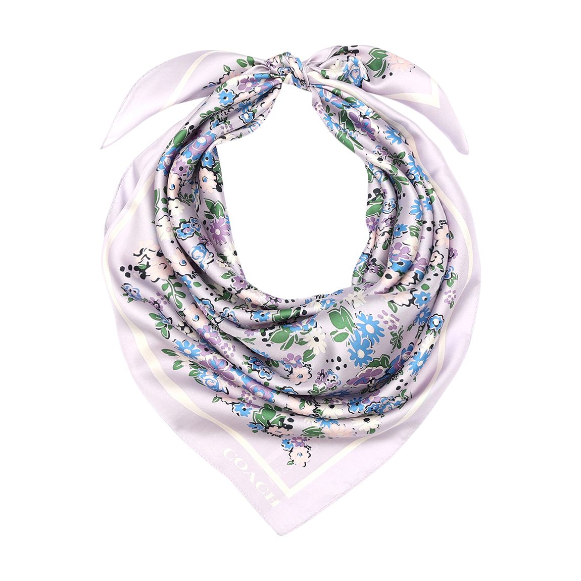 Soft Purple Multi Floral Printed Silk Square main product photo