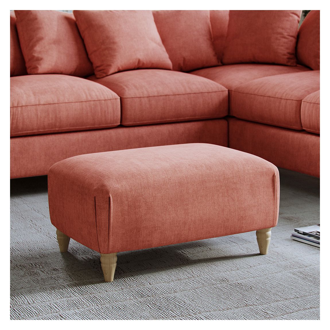 The Brentwood Footstool Linnet Coral main product photo